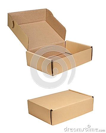 Small cardboard boxes on white background with clipping path Stock Photo