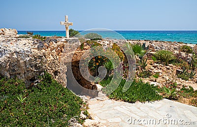 The small catacomb church of Ayia Thekla (Agia Thekla). Ayia Napa. Cyprus Stock Photo