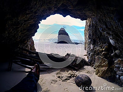 Small Cave by The Sea Stock Photo