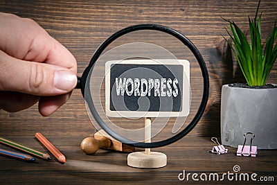 Small chalk board with the inscription Wordpress Stock Photo