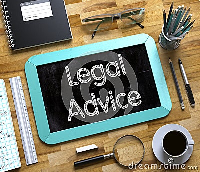 Small Chalkboard with Legal Advice. 3D. Stock Photo