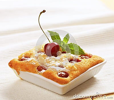 Small cherry sponge cake Stock Photo