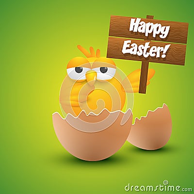 Small chick hatching Vector Illustration