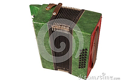 Small children retro bayan accordion. Folk musical instrument Stock Photo