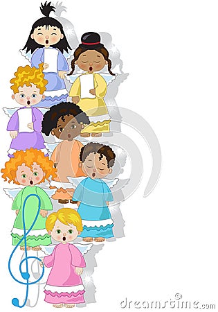 Small chorus of angels Vector Illustration