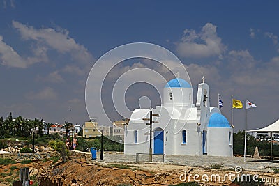 Small church by the golden coast hotel in protaras,cyprus Editorial Stock Photo