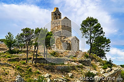 Small church in the high mountains of the Costa Brava of Girona. Stock Photo
