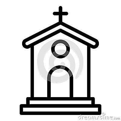 Small church icon, outline style Vector Illustration