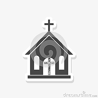 Small church sticker icon, black sign on isolated background Vector Illustration