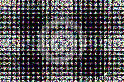 circles arranged neatly in rows and columns with random colors on black Stock Photo