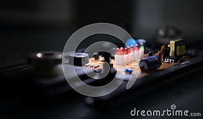 A small circuit board to be installed in a robotic hand. to serve as an intermediary for receiving and sending A set of Stock Photo