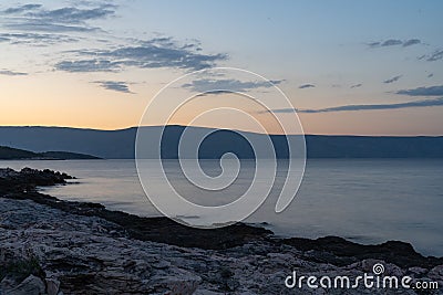 A small climatic town on the slopes of the mountain island of Hvar in Croatia Stock Photo