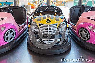 Small colored bumper cars for children Editorial Stock Photo