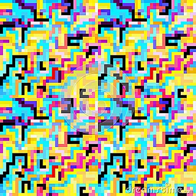 Small colored pixels seamless pattern Vector Illustration