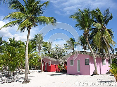 Small and Coloured Homes on the Sea Stock Photo