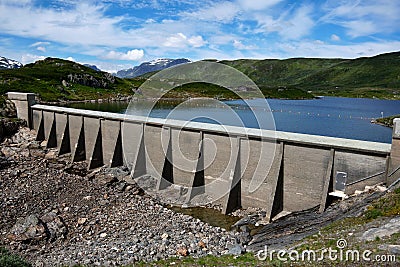 Small concrete dam in norway Stock Photo