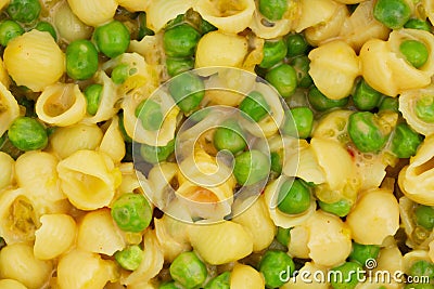 Small cooked shell pasta salad background Stock Photo