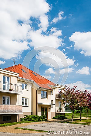 Small cosy block of flats in the green area Stock Photo