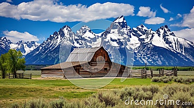 small cottage in mountains generated by AI tool Stock Photo