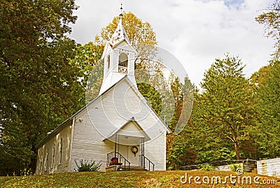 A small country church in fall. Stock Photo