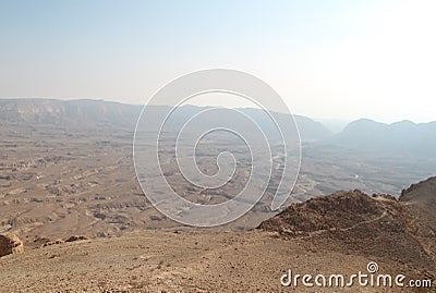 Small Crater View in Negev Desert, Israel Stock Photo