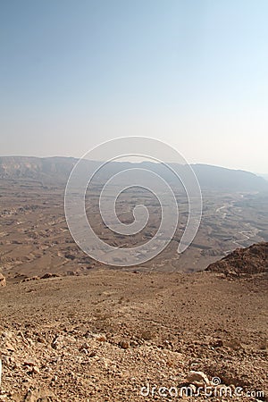 Small Crater View in Negev Desert, Israel Stock Photo