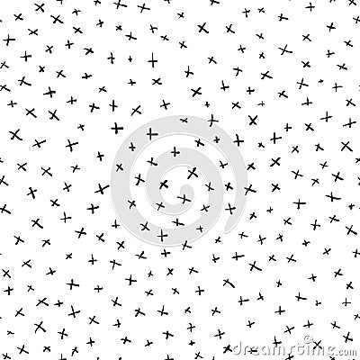 Small cross seamless pattern black on white Vector Illustration