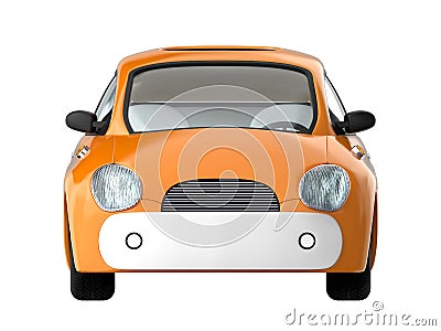 Small cute car front Cartoon Illustration