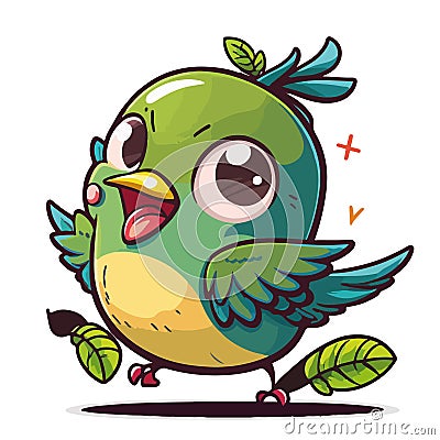 A small, cute, colorful bird. Young, sweet, colorful pet. Vector Illustration