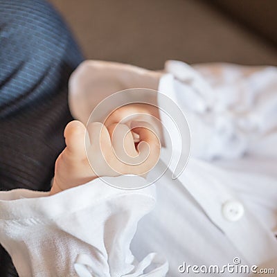 Small newborn baby hands Stock Photo