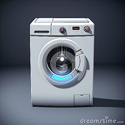 Small cute washing machine toy, 3D reference model. AI generated model reference image isolated on solid background Stock Photo