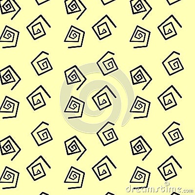 Small dash pattern. Seamless minimal dash pattern, small elements on yellow background. Vector Illustration