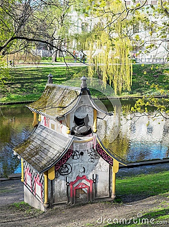 Small decorative chinese house in Bastejka park Editorial Stock Photo