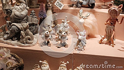 Small deer figures souvenir shop Editorial Stock Photo