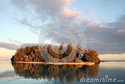 Small desert island in Tahiti Stock Photo