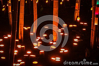 Small-diameter light-up of the bamboo grove small desk Castle forest of citizen Stock Photo