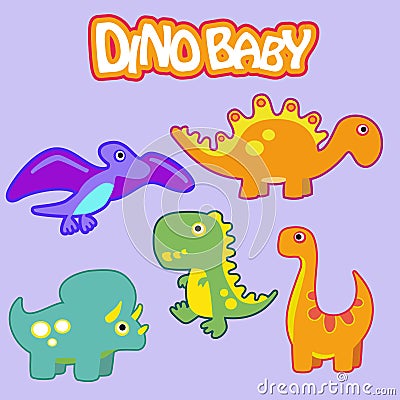 Small dinosaurs, illustration of funny baby dinosaurs Cartoon Illustration