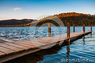 Small dock on Lake Arrowhead, near Luray, Virginia. Stock Photo