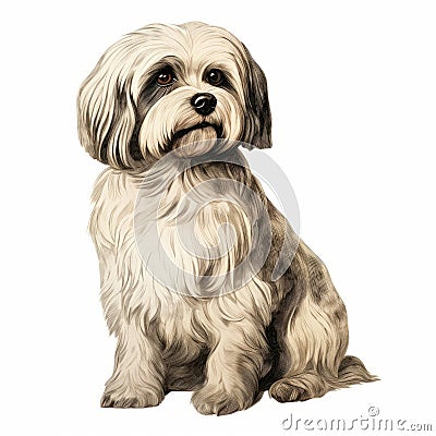 Hyperrealistic Shih Tzu Vector Animal Portrait Illustration Stock Photo