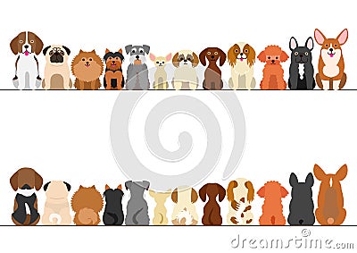 Small dogs border set Vector Illustration