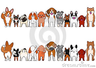 Small Dogs border set Vector Illustration