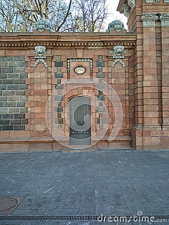 A small door in the wall enclosing the von Derviz Estate Stock Photo