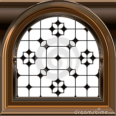 Small dormer window wih sash - 3D illustration Cartoon Illustration