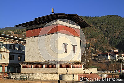Small dzong in Paro Valley, Bhutan Stock Photo