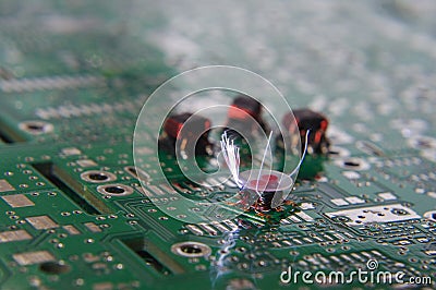 ESD sparks over RF electronics components Stock Photo