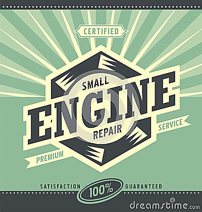 Small engine repair retro ad design Vector Illustration