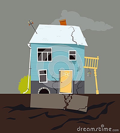 House with foundation issues Vector Illustration