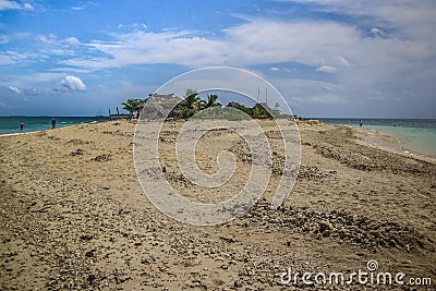 A small Fiji island in the Pacific ocean with sand Stock Photo