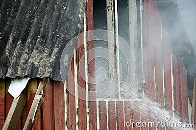 Small fire in a house Stock Photo