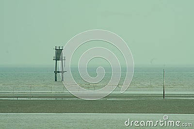 Small Fire House on the sea by the beach Stock Photo